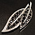 Large Black Diamante 'Leaf' Pin/Pendant (Silver Tone) - view 7
