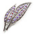 Large Lavender Diamante 'Leaf' Pin/Pendant (Silver Tone) - view 2