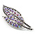 Large Lavender Diamante 'Leaf' Pin/Pendant (Silver Tone) - view 11