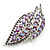 Large Lavender Diamante 'Leaf' Pin/Pendant (Silver Tone) - view 4
