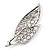 Large Lavender Diamante 'Leaf' Pin/Pendant (Silver Tone) - view 5