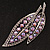 Large Lavender Diamante 'Leaf' Pin/Pendant (Silver Tone) - view 3
