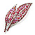 Large Pink Diamante 'Leaf' Pin/Pendant (Silver Tone)