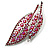 Large Pink Diamante 'Leaf' Pin/Pendant (Silver Tone) - view 4