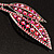 Large Pink Diamante 'Leaf' Pin/Pendant (Silver Tone) - view 12
