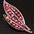 Large Pink Diamante 'Leaf' Pin/Pendant (Silver Tone) - view 9