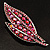 Large Pink Diamante 'Leaf' Pin/Pendant (Silver Tone) - view 2