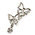 Diamante Charm Butterfly Brooch (Silver Tone) - view 3