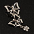 Diamante Charm Butterfly Brooch (Silver Tone) - view 2