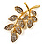 Delicate Diamante Leaf Brooch (Gold Tone Metal) - view 5