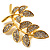 Delicate Diamante Leaf Brooch (Gold Tone Metal) - view 6