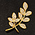 Delicate Diamante Leaf Brooch (Gold Tone Metal) - view 7