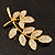 Delicate Diamante Leaf Brooch (Gold Tone Metal) - view 4