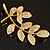 Delicate Diamante Leaf Brooch (Gold Tone Metal) - view 9