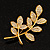 Delicate Diamante Leaf Brooch (Gold Tone Metal) - view 2
