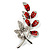 Delicate Red Crystal Leaf Brooch (Silver Tone Metal) - view 5