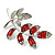 Delicate Red Crystal Leaf Brooch (Silver Tone Metal) - view 6