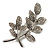 Delicate Clear Crystal Leaf Brooch (Silver Tone Metal)