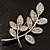 Delicate Clear Crystal Leaf Brooch (Silver Tone Metal) - view 2