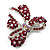 Stunning Magenta Swarovski Crystal Bow Brooch (Silver Tone) - view 8