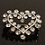Tiny Crystal Open Heart Brooch (Silver Tone Metal) - view 3
