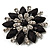 Black Acrylic Flower Brooch (Silver Tone Metal) - view 6