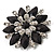 Black Acrylic Flower Brooch (Silver Tone Metal) - view 2