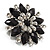 Black Acrylic Flower Brooch (Silver Tone Metal) - view 7