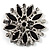 Black Acrylic Flower Brooch (Silver Tone Metal) - view 5