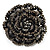 Spectacular Black Dimensional Rose Brooch (Antique Silver Tone) - view 2