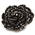 Spectacular Black Dimensional Rose Brooch (Antique Silver Tone) - view 4