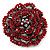 Spectacular Hot Red Dimensional Rose Brooch (Antique Silver Tone) - view 11