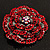 Spectacular Hot Red Dimensional Rose Brooch (Antique Silver Tone) - view 6