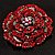 Spectacular Hot Red Dimensional Rose Brooch (Antique Silver Tone) - view 2