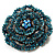 Spectacular Aqua Blue Dimensional Rose Brooch (Antique Silver Tone) - view 8