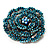 Spectacular Aqua Blue Dimensional Rose Brooch (Antique Silver Tone) - view 9