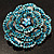 Spectacular Aqua Blue Dimensional Rose Brooch (Antique Silver Tone) - view 2