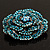 Spectacular Aqua Blue Dimensional Rose Brooch (Antique Silver Tone) - view 4