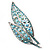 Large Light Blue Diamante 'Leaf' Pin/Pendant (Silver Tone) - view 5