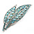 Large Light Blue Diamante 'Leaf' Pin/Pendant (Silver Tone) - view 7