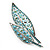Large Light Blue Diamante 'Leaf' Pin/Pendant (Silver Tone) - view 8