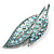 Large Light Blue Diamante 'Leaf' Pin/Pendant (Silver Tone) - view 9