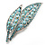 Large Light Blue Diamante 'Leaf' Pin/Pendant (Silver Tone) - view 4