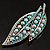 Large Light Blue Diamante 'Leaf' Pin/Pendant (Silver Tone) - view 2