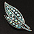 Large Light Blue Diamante 'Leaf' Pin/Pendant (Silver Tone) - view 3