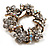 Antique Gold Clear Crystal Wreath Brooch - view 3