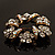 Antique Gold Clear Crystal Wreath Brooch - view 5