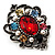 Multicouloured Crystal Vintage Brooch (Burn Silver Finish) - view 6