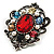 Multicouloured Crystal Vintage Brooch (Burn Silver Finish) - view 7