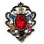 Multicouloured Crystal Vintage Brooch (Burn Silver Finish) - view 1